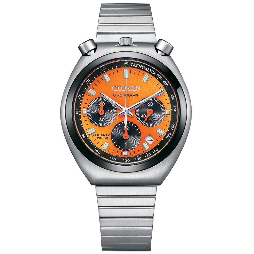 CITIZEN 星辰 Chronograph 牛頭錶 亮橘計時腕錶 禮物推薦 送禮首選 AN3660-81X-81E