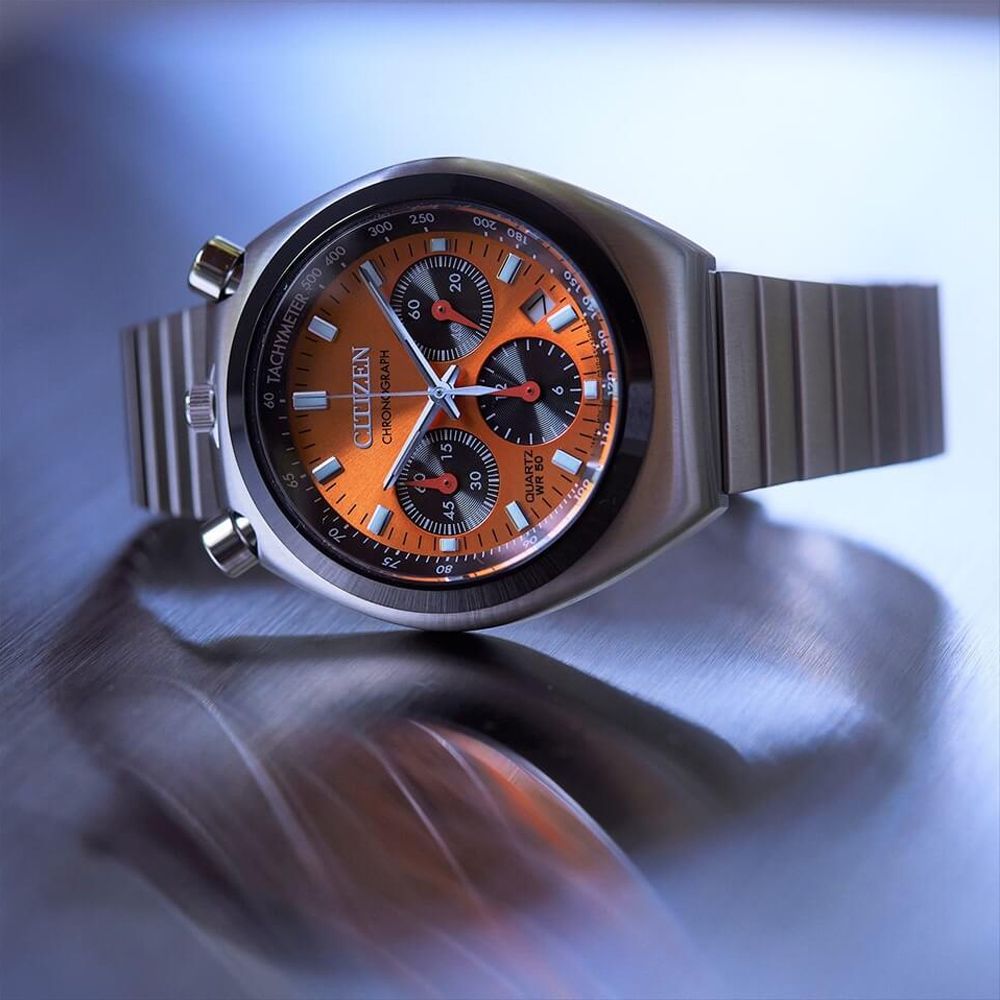 CITIZEN 星辰 Chronograph 牛頭錶 亮橘計時腕錶 禮物推薦 送禮首選 AN3660-81X-81E