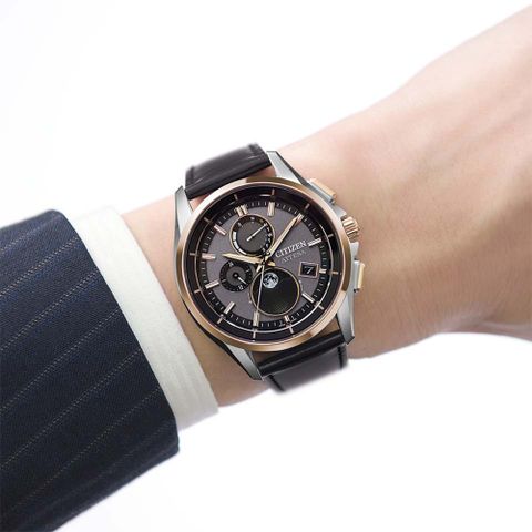 CITIZEN 星辰 GENTS 月相電波鈦金屬腕錶-41.5mm(BY1004-17X)