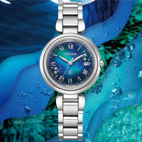 CITIZEN星辰 xC系列 千彩之海 光動能 鈦金屬電波腕錶 29mm / ES9460-61L