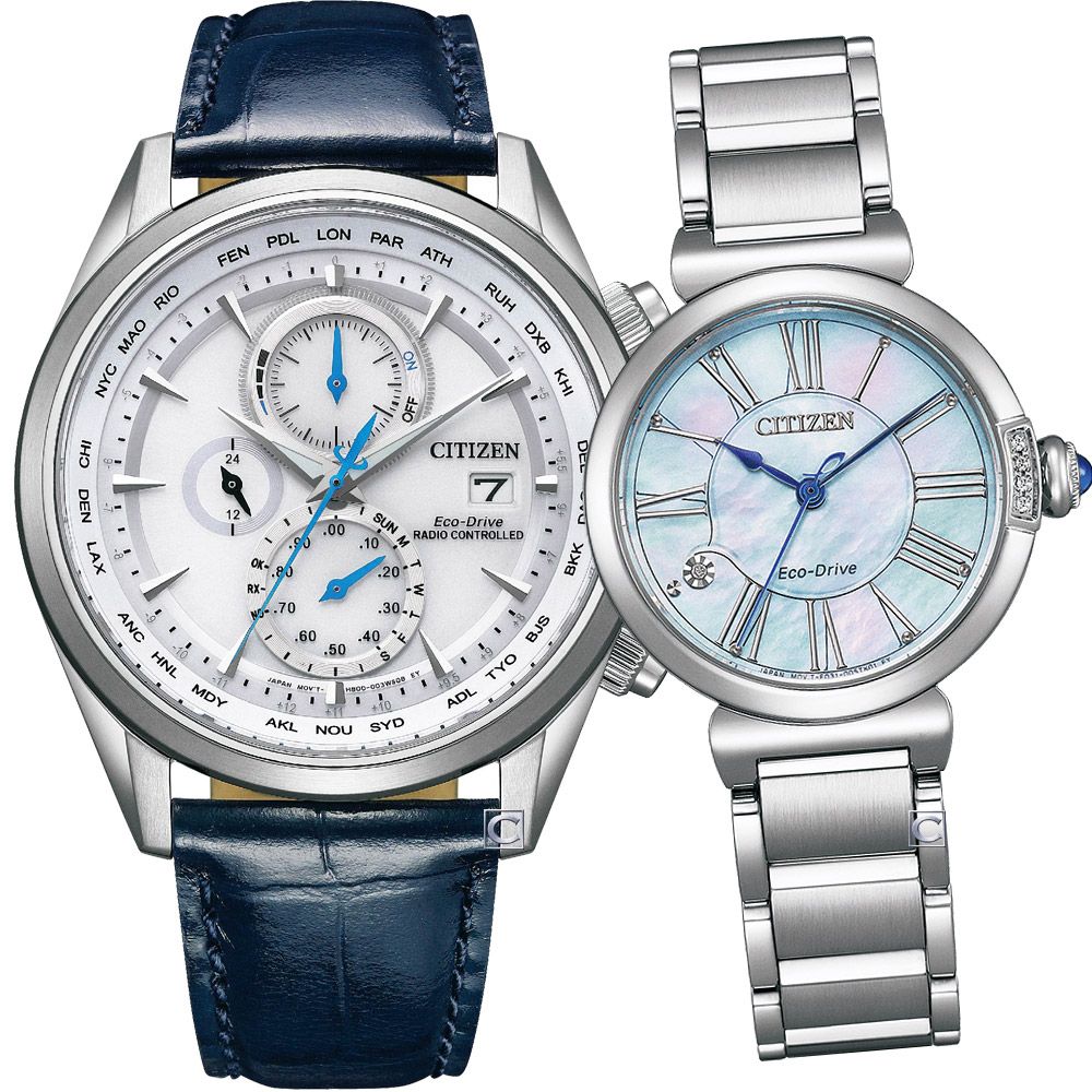 CITIZEN 星辰   Eco-Drive 相伴一生光動能對錶-AT8260-18A+EM1060-87N