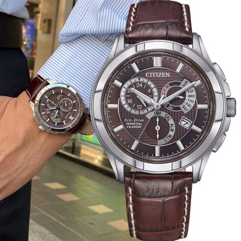 CITIZEN 星辰 Eco-Drive光動能萬年曆商務腕錶-BL8160-07X