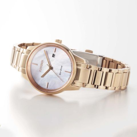 CITIZEN星辰 LADYS系列 光動能氣質白蝶貝腕錶 29mm/EW2593-87Y