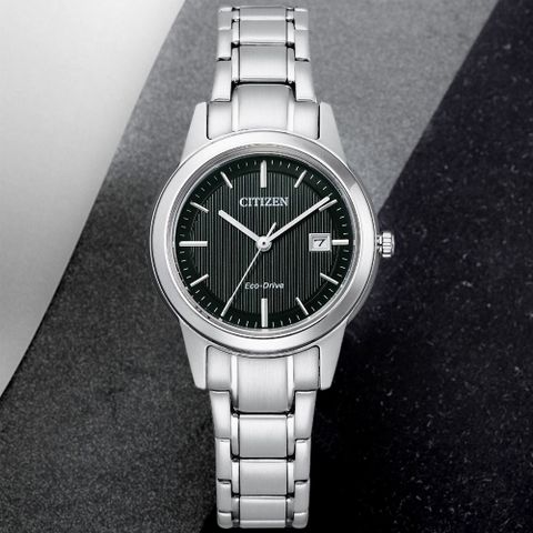 CITIZEN星辰 PAIR系列 光動能簡約腕錶-黑 29.4mm/FE1081-67E