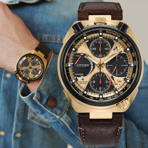 CITIZEN星辰 PROMASTER系列 Tsuno Chrono 50週年限定 牛頭錶 光動能計時腕錶 44.5mm/AV0072-01X
