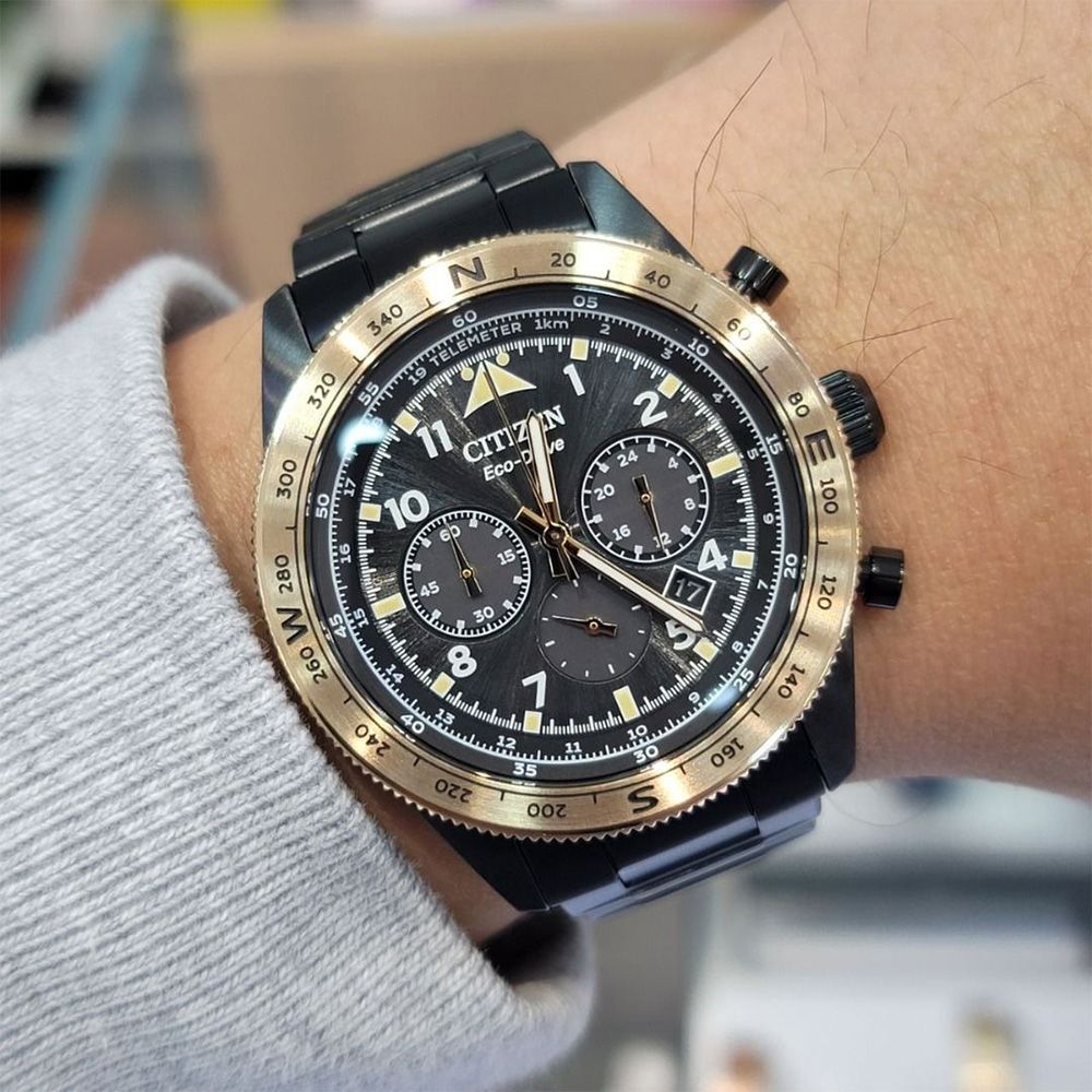 CITIZEN 星辰   CA4556-89E 光動能 航空 計時 熊貓款 日本機芯 男錶 43mm