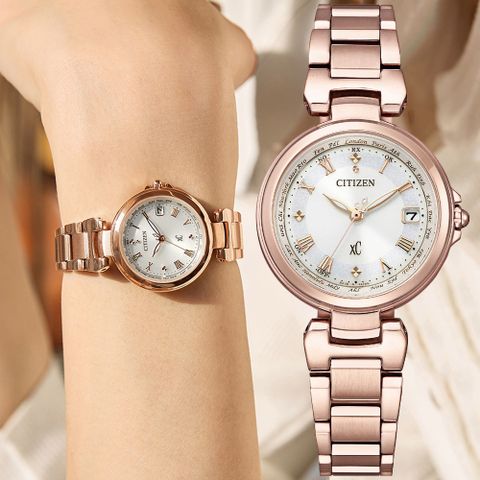 CITIZEN星辰 xC系列 光動能 電波萬年曆腕錶 27.8mm / EC1037-69A