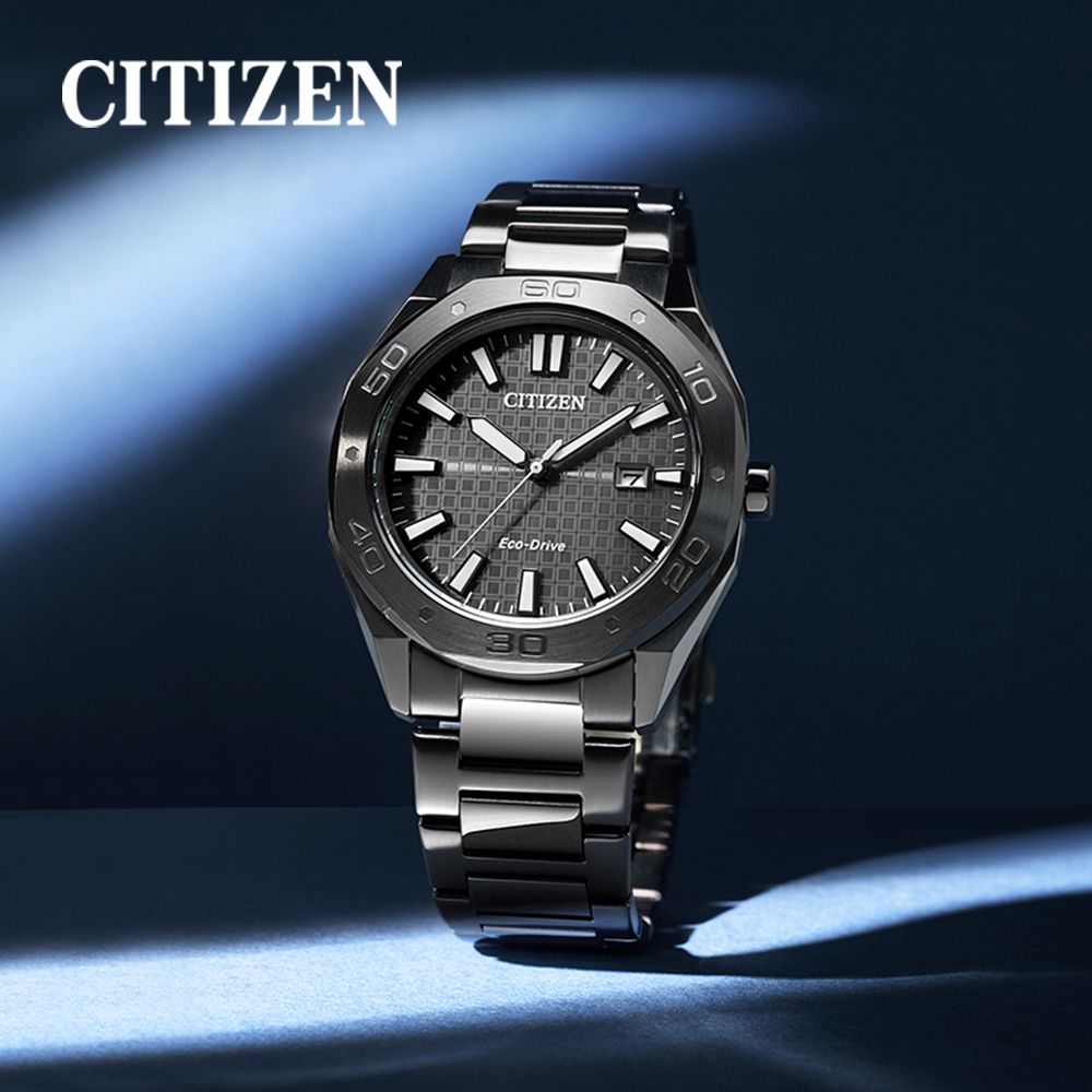 CITIZEN 星辰   BM7637-81H 皇家橡樹 光動能 八角形 日期顯示夜光灰色沉穩紳士 不鏽鋼腕錶 手錶