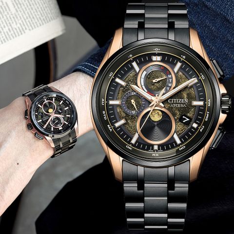 CITIZEN星辰 GENTS系列 HAKUTO-R限定 光動能電波 月相腕錶 41.5mm / BY1009-64Y