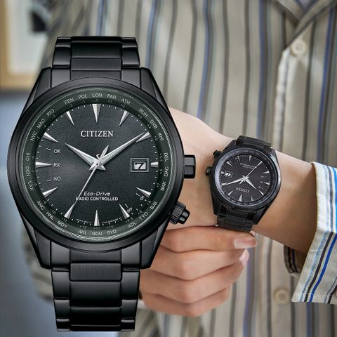 CITIZEN星辰 GENTS系列 光動能 經典時尚電波腕錶 43mm / CB0275-83E