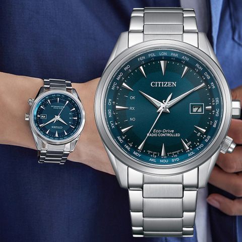 CITIZEN星辰 GENTS系列 光動能 經典時尚電波腕錶 43mm / CB0270-87L