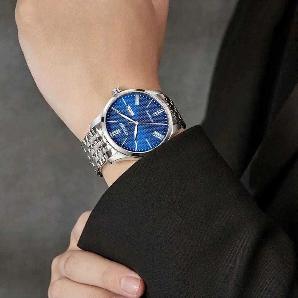 CITIZEN 星辰   NH8350-59L 日期星期顯示 商務 經典 優雅 紳士 搭配 日系 機械 銀藍 不鏽鋼 手錶