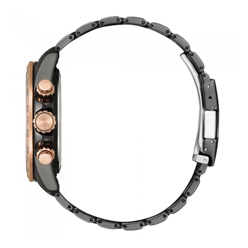 CITIZEN 星辰 亞洲限定款光動能電波對時萬年曆三眼計時錶/藍X黑/45mm/CB5956-89L
