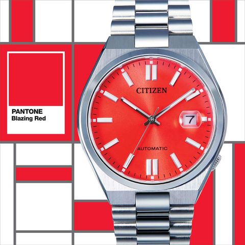 CITIZEN 星辰 Mechanical PANTONE限定 時尚機械腕錶-NJ0158-89W/橘紅40mm