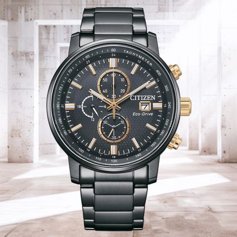 CITIZEN 星辰 Chronograph亞洲限定 光動能 碼錶計時腕錶-黑43mm CA0846-81E