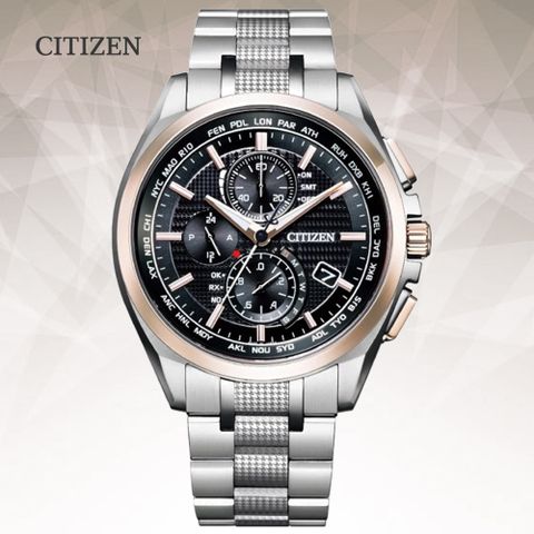 CITIZEN 星辰 光動能 電波對時 輕量鈦金屬 碼錶計時潮男腕錶-41.5mm (AT8047-58E 防水100米)