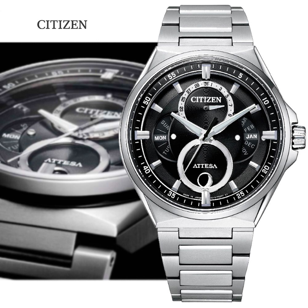 CITIZEN 星辰   GENTS 光動能 鈦金屬 月相潮男腕錶-銀色42mm (BU0060-68E 防水100米)