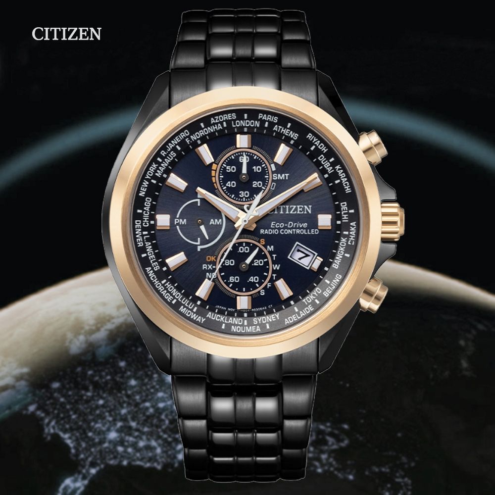 CITIZEN 星辰   GENTS 亞洲限定款 光動能電波對時 計時潮男腕錶-44mm(AT8206-81L 防水100米)