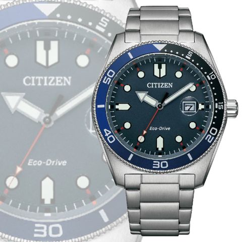 CITIZEN 星辰 GENTS 光動能 復古玩色運動風腕錶-藍色43mm(AW1761-89L 防水100米)