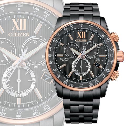 CITIZEN 星辰 GENTS 亞洲限定 光動能電波碼錶計時腕錶-42.5mm CB5884-88H