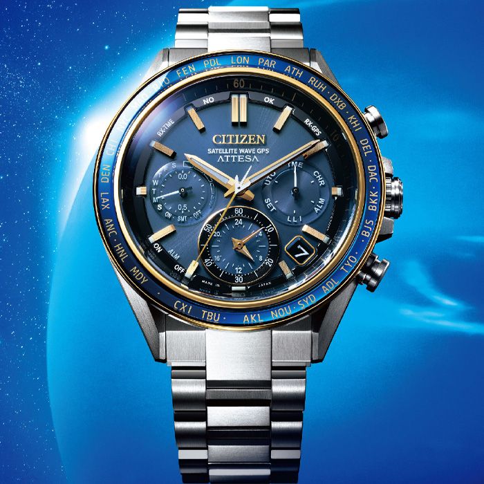 CITIZEN 星辰  韋禮安廣告款 CC4054-68L 海王星限量 GPS衛星對時 鈦金屬 光動能 三眼計時男錶 藍/銀