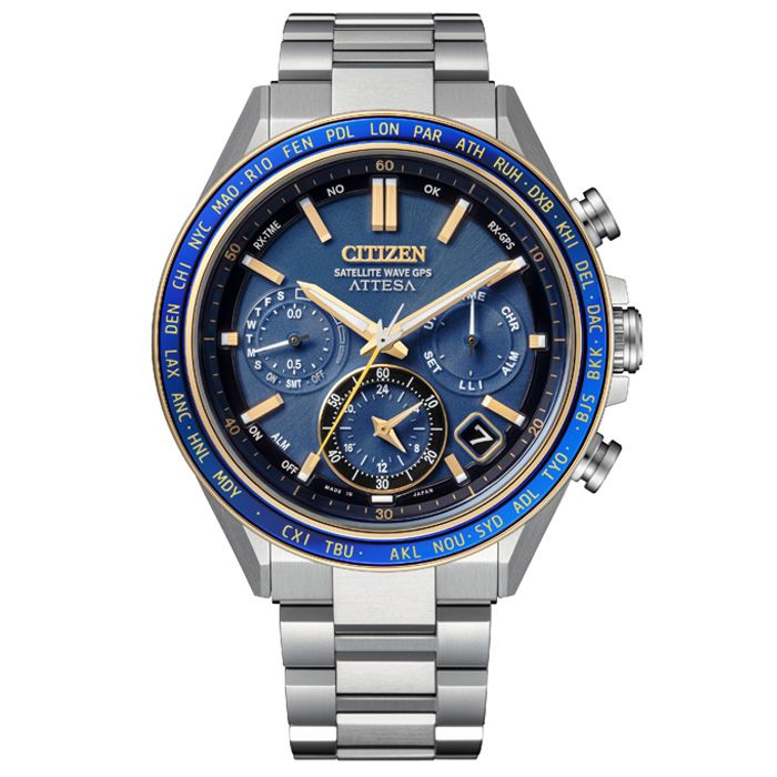 CITIZEN 星辰  韋禮安廣告款 CC4054-68L 海王星限量 GPS衛星對時 鈦金屬 光動能 三眼計時男錶 藍/銀