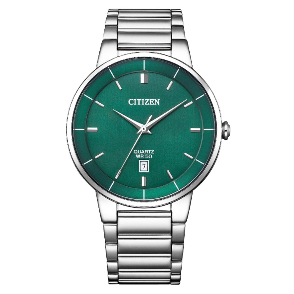 CITIZEN 星辰   GENTS 不鏽鋼簡約紳士石英腕錶-綠40mm BI5120-51X 防水50米