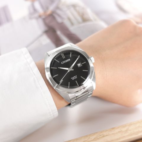 CITIZEN 星辰 表 / BI5110-54E / 礦石強化玻璃 日本機芯 日期 不鏽鋼手錶 黑色 41mm