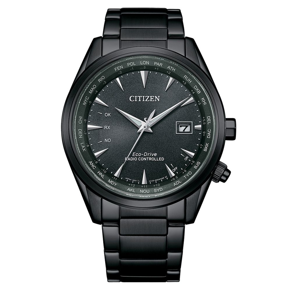 CITIZEN 星辰   GENTS 亞洲限定款 光動能 萬年曆 電波對時腕錶-黑43mm CB0275-83E