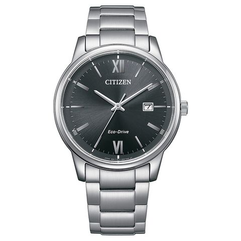 CITIZEN 星辰 BM6978-77E 光動能 藍寶石鏡面 日期顯示 鋼錶帶男錶 銀/黑 40mm