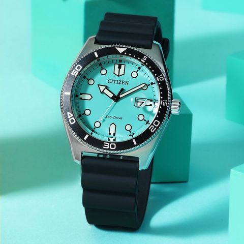 CITIZEN 星辰 光動能潮男時尚大三針手錶-湖水綠 AW1760-14X