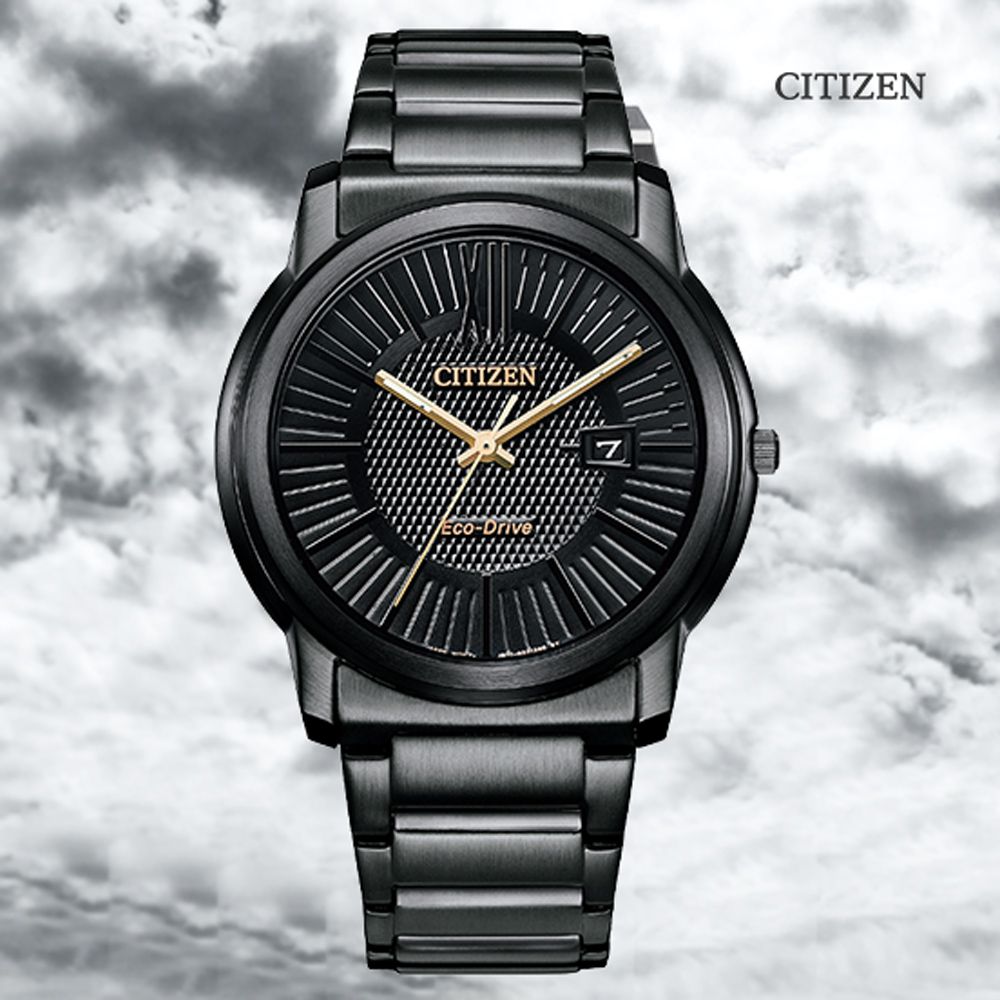 CITIZEN 星辰   PAIR 光動能 時尚簡約潮男腕錶-黑面 鋼帶42mm AW1217-83E 防水50米