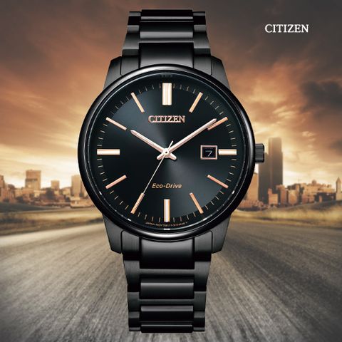 CITIZEN 星辰 PAIR 光動能時尚簡約黑鋼腕錶-39.2mm BM7527-89E 防水50米