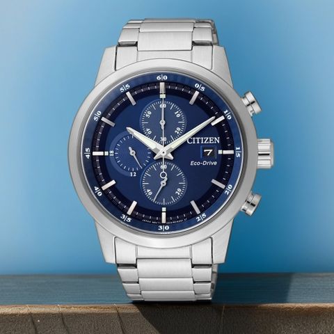 CITIZEN 星辰 Eco-Drive 光動能城市計時碼錶手錶-43mm CA0610-52L