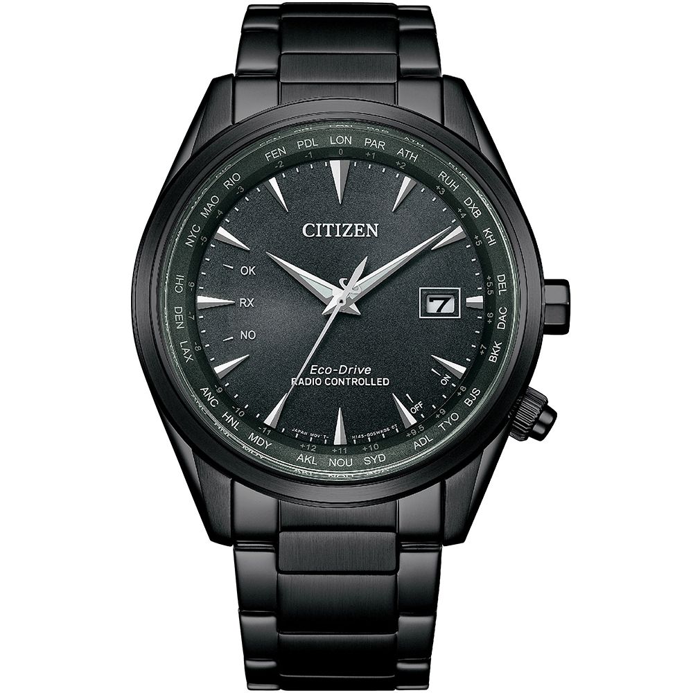 CITIZEN 星辰 GENTS光動能萬年曆電波錶/全黑/43mm/CB0275-83E