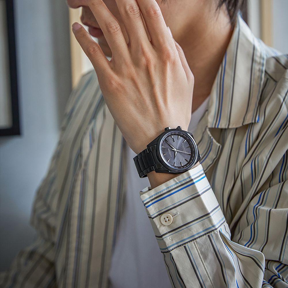 CITIZEN 星辰 GENTS光動能萬年曆電波錶/全黑/43mm/CB0275-83E