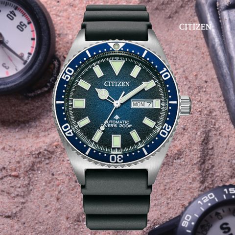 CITIZEN 星辰 PROMASTER 新NY012復古多彩 200米潛水機械錶-藍41mm(NY0129-07L)