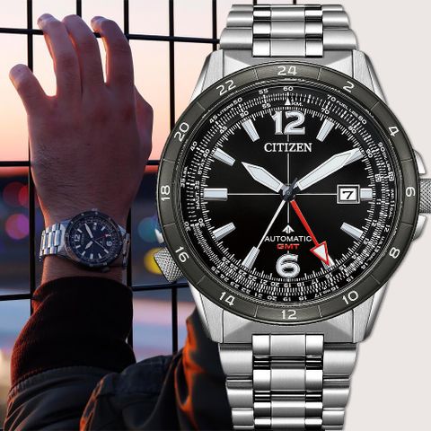 CITIZEN 星辰 PROMASTER 限量飛行錶 GMT 兩地時間抗磁機械錶 NB6046-59E