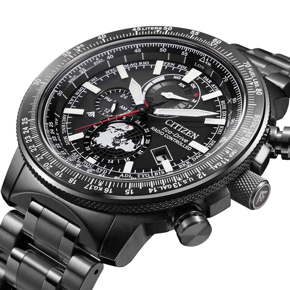 CITIZEN 星辰   PROMASTER 光動能 航空計算尺 電波對時腕錶-灰46mm BY3005-56G