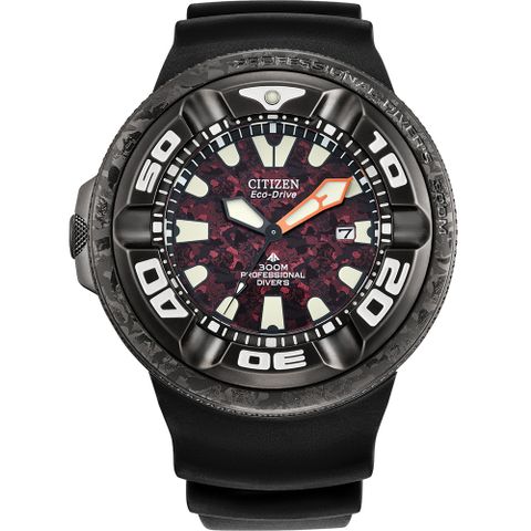 CITIZEN 星辰 PROMASTER 率性軍綠潛水300光動能橡膠腕錶BJ8057-17X