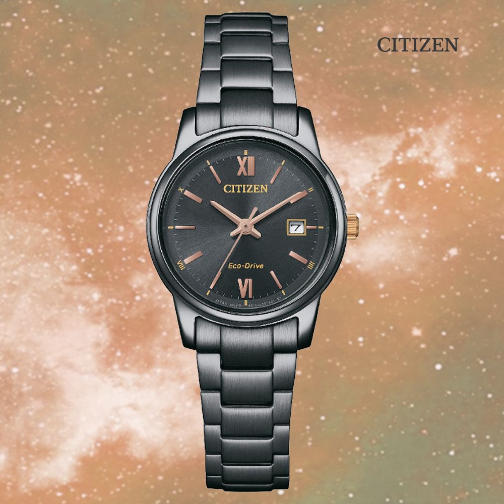 CITIZEN 星辰   PAIR 光動能 時尚簡約大三針淑女腕錶-黑27.5mm(EW2316-79E 防水50米)