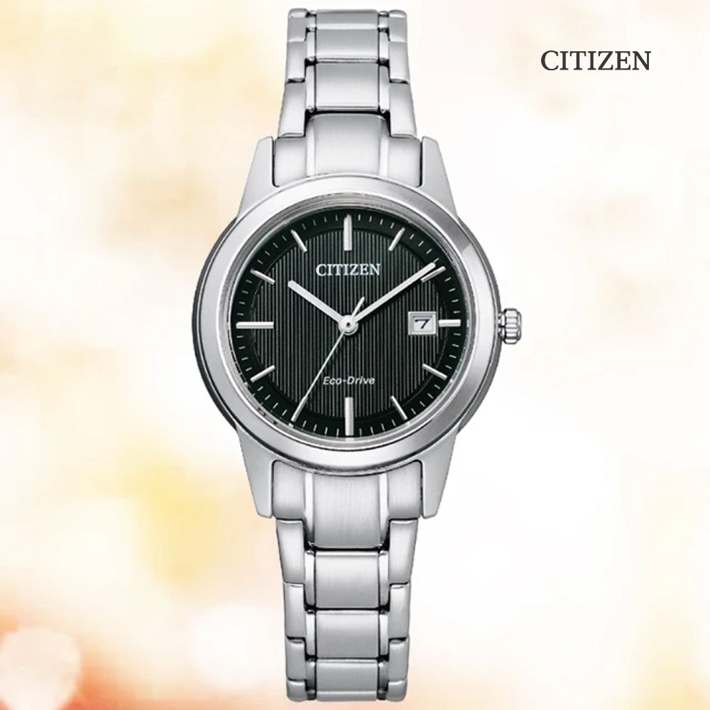 CITIZEN 星辰   PAIR 光動能不鏽鋼簡約淑女腕表-黑面29.4mm(FE1081-67E 日常生活防水)