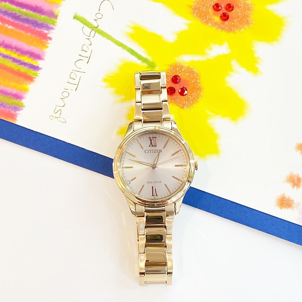 CITIZEN 星辰   Eco-Drive 光動能簡約女錶(EM0418-81X)/34mm