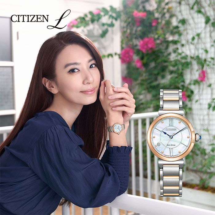 CITIZEN 星辰  田馥甄廣告款 光動能 藍寶石鏡面 鋼錶帶女錶 EM1074-82D 銀/玫瑰金圈 29.5mm