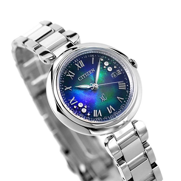 CITIZEN 星辰  xC 千彩之海 ES9460-61L 鈦金屬 光動能 日期 電波女錶 藍/銀 29mm