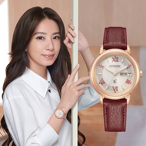 CITIZEN 星辰 xC 亞洲限定 廣告款 EW2427-19A 大三針女錶 光動能 玫瑰金 32.5mm