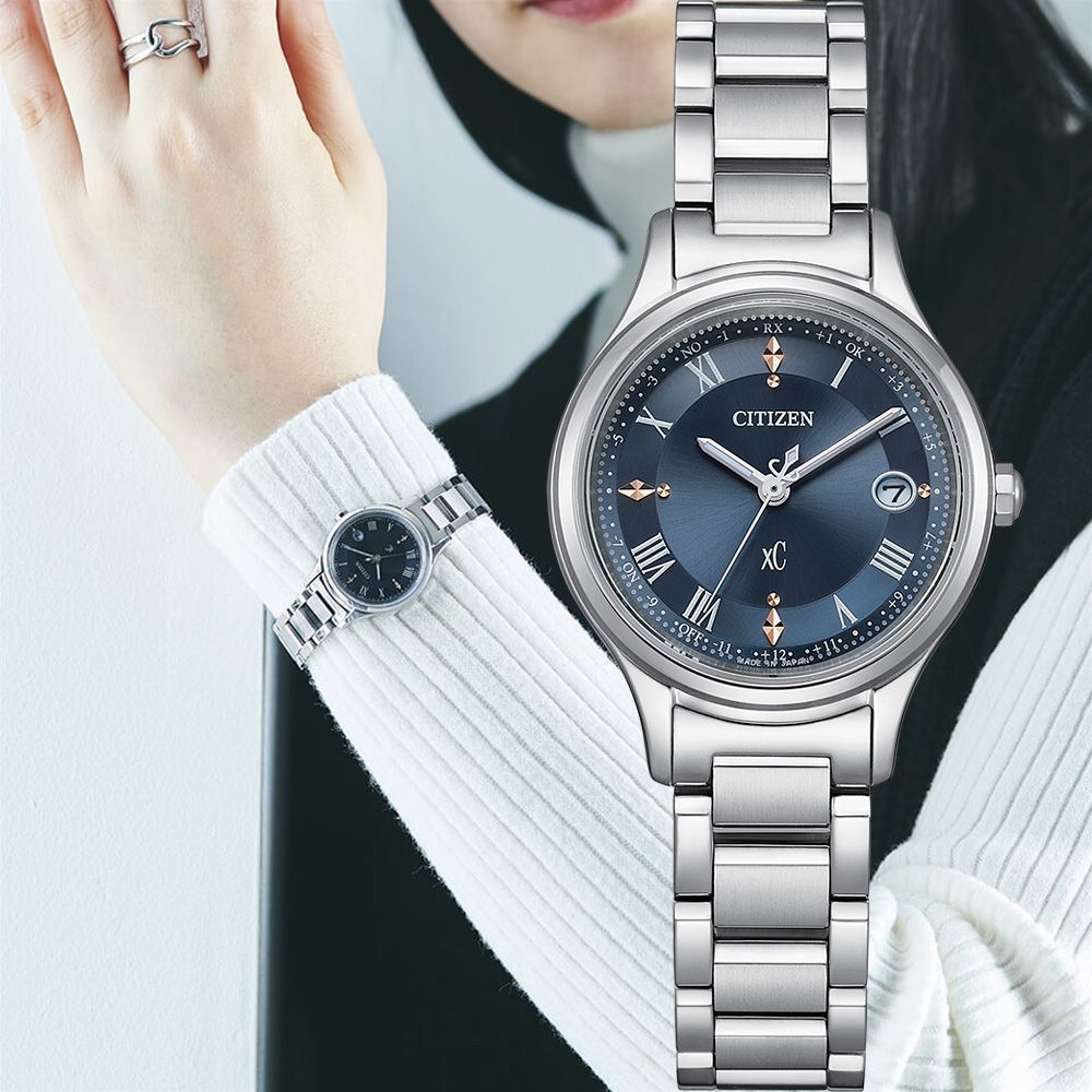 CITIZEN 星辰   xC 光動能 鈦金屬 電波女錶-27mm ES9490-61L