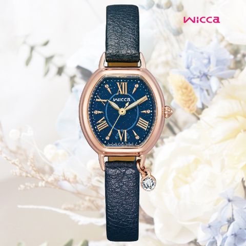 CITIZEN 星辰 Wicca 公主系列 酒桶形太陽能優雅淑女腕錶-藍色(KP2-566-70)