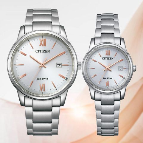 CITIZEN 星辰 PAIR 光動能 時尚簡約大三針情侶對錶-白 BM6978-77A/EW2318-73A 防水50米