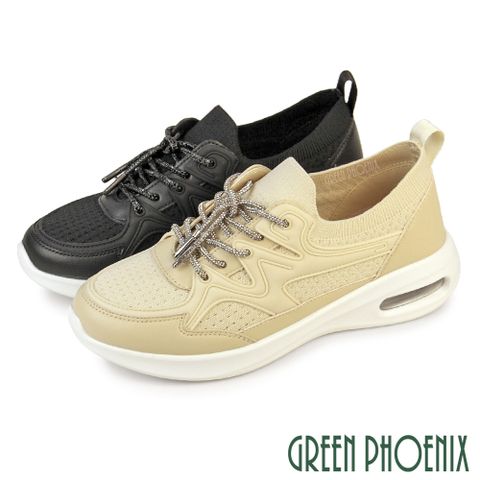 GREEN PHOENIX 波兒德 女鞋 運動鞋 氣墊鞋 健走鞋 休閒鞋 輕量 厚底 彈力 透氣 襪套式U52-26158